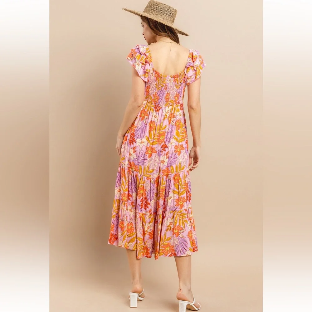 29 Beautiful Tiered Floral Print Midi Dress - Picture 5 of 7